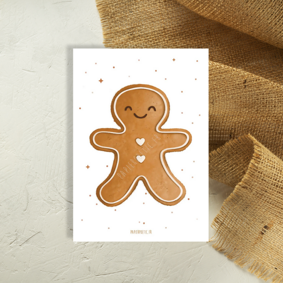 Carte postale bonhomme en pain d'épices