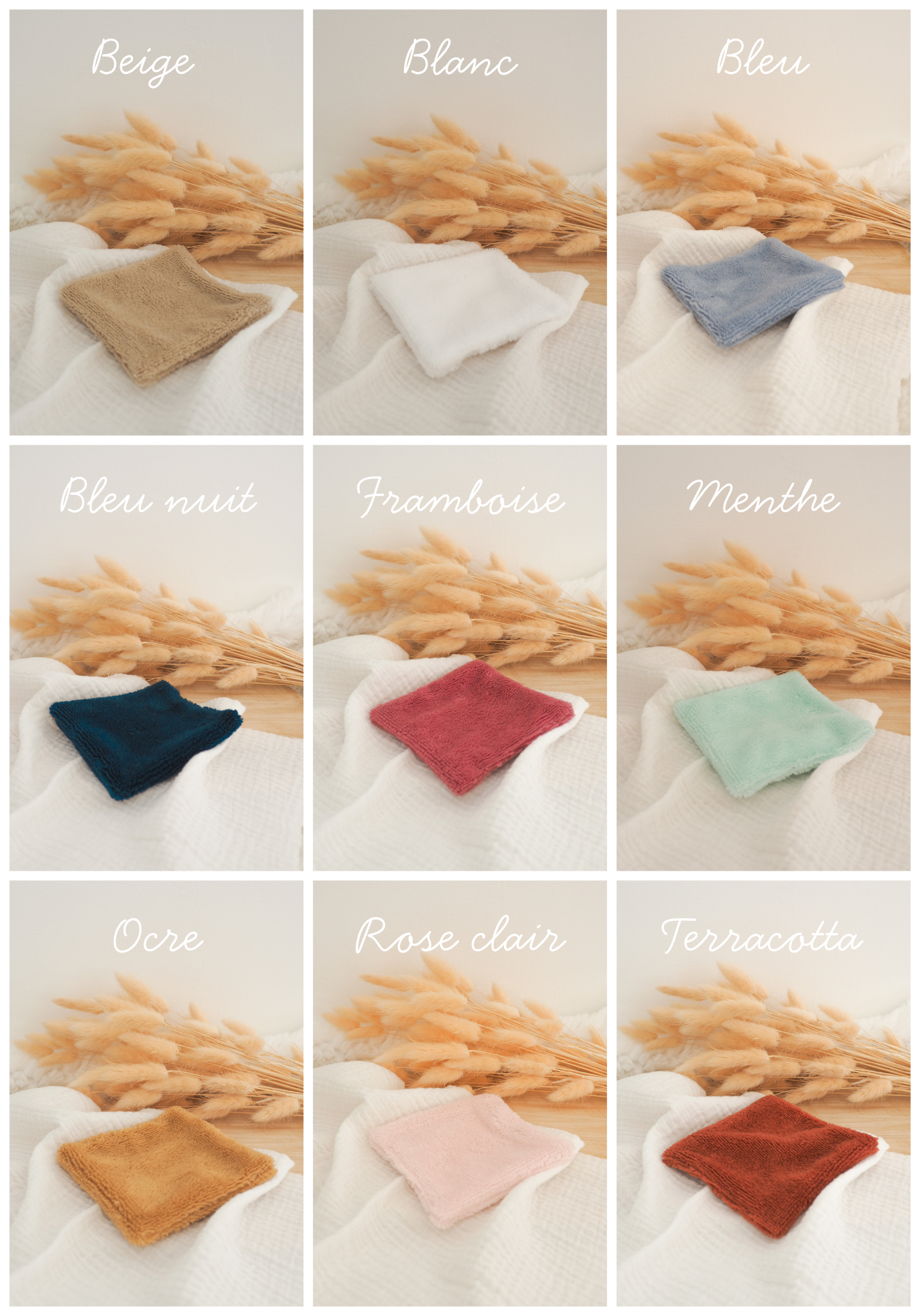 Lot de 5 petites lingettes lavables