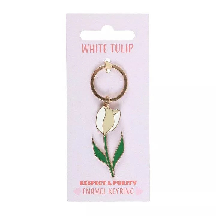 Porte clé tulipe blanche