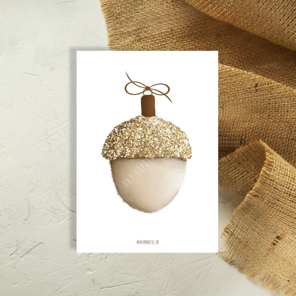 Carte postale gland à paillettes