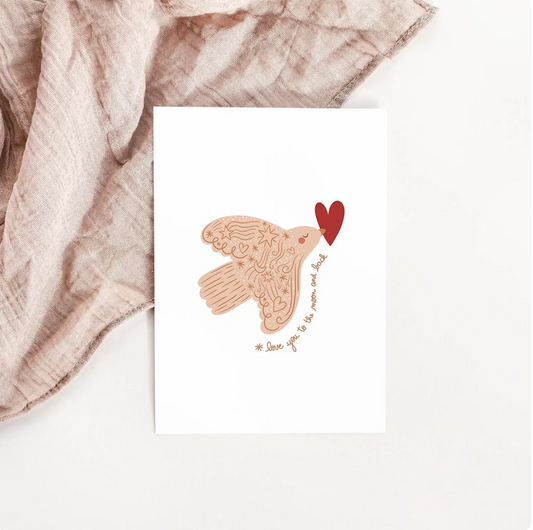 Carte postale oiseau coeur