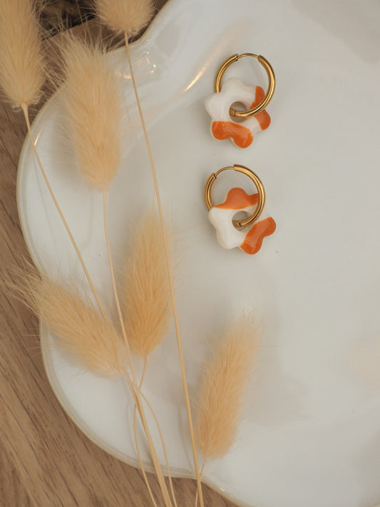 Cléo marbré orange/blanc