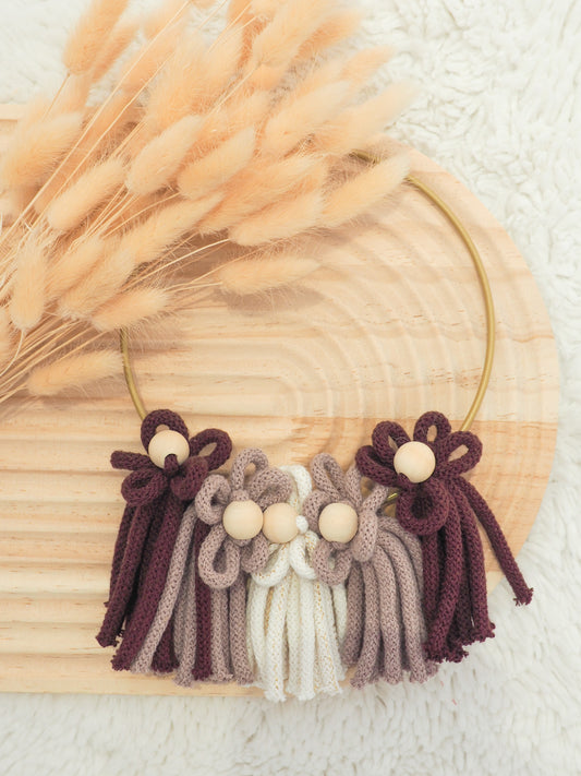 Couronne de fleurs aubergine/mauve/blanc