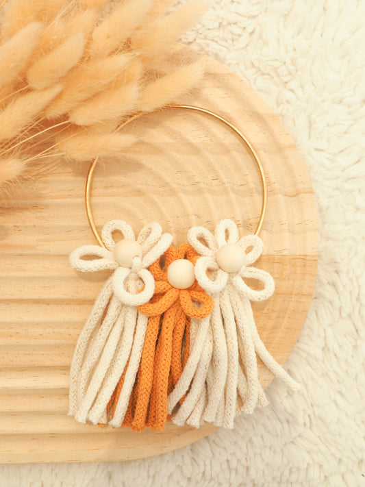 Couronne de fleurs orange/blanc