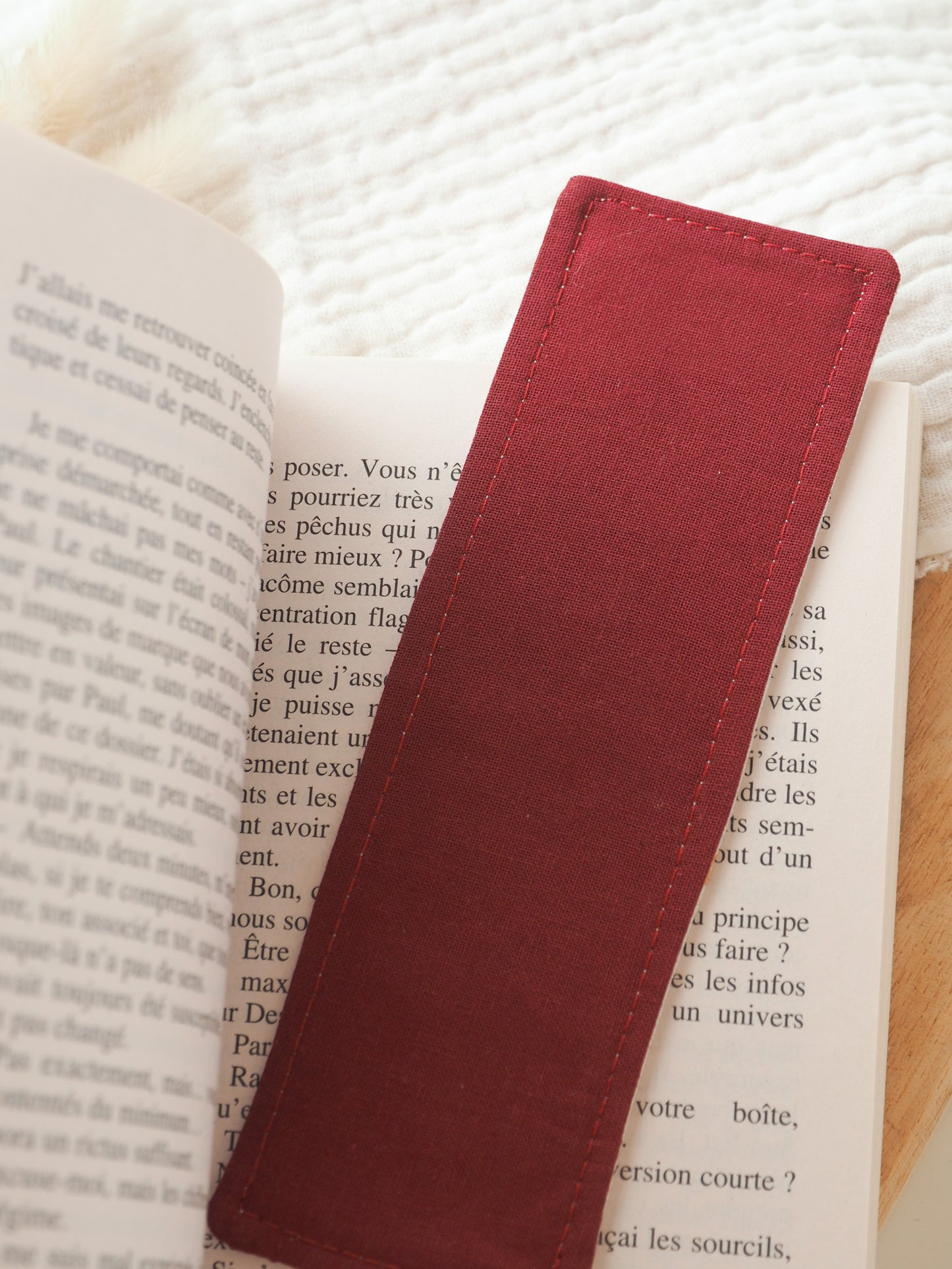 Marque page tissus • Fleuri/Bordeaux
