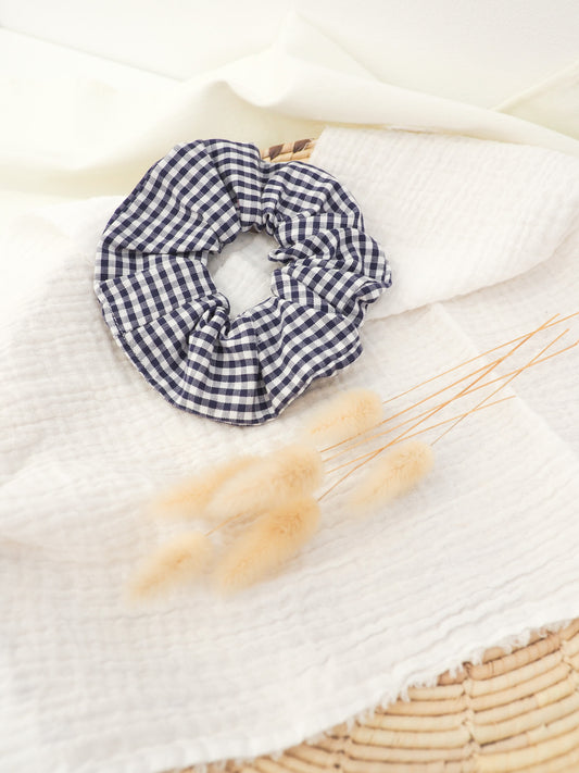 Chouchou vichy bleu marine