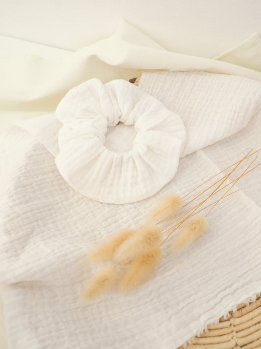 Chouchou blanc gaze de coton