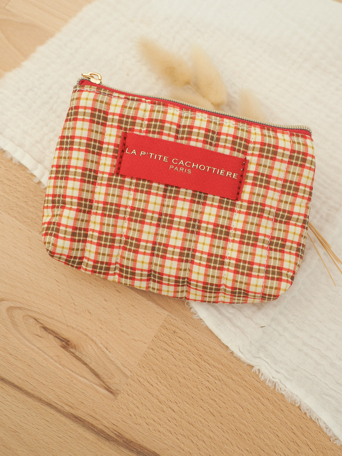 Porte monnaie tartan rouge