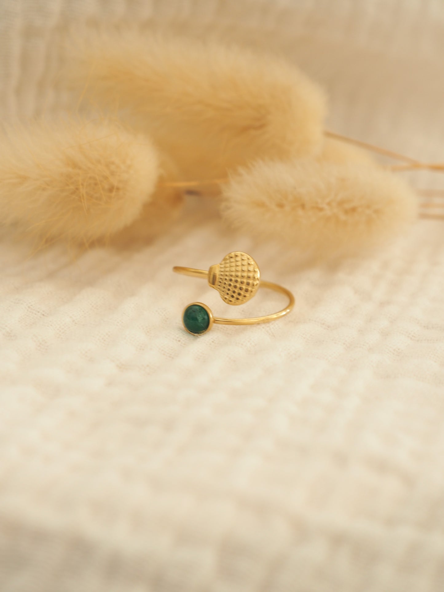 Bague coquillage perle verte