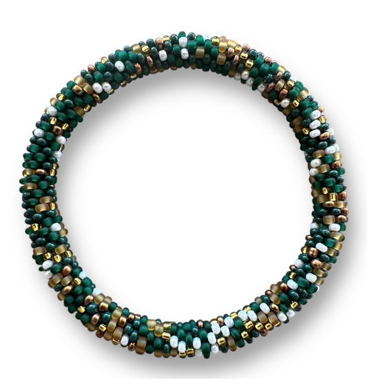 Bracelet népalais vert foncé/doré