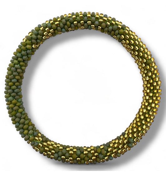 Bracelet népalais kaki/doré