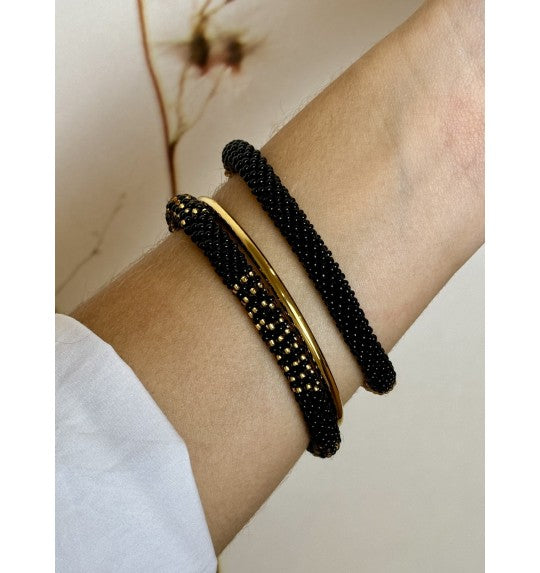 Bracelet népalais noir/doré