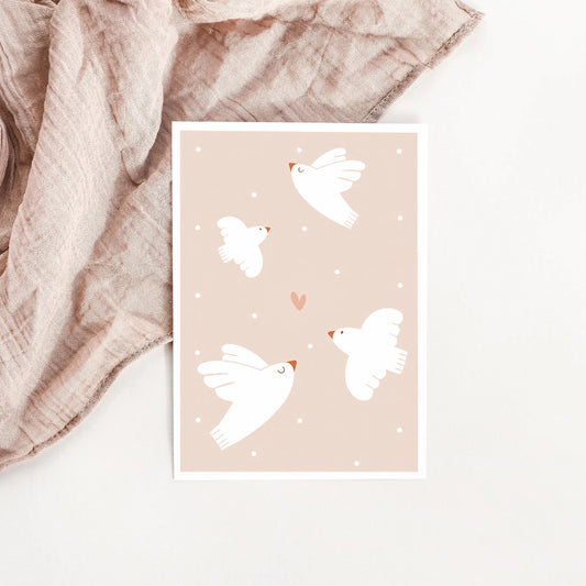 Carte postale envol de colombes