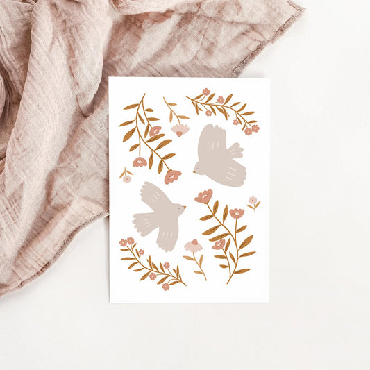 Carte postale colombes d'automne