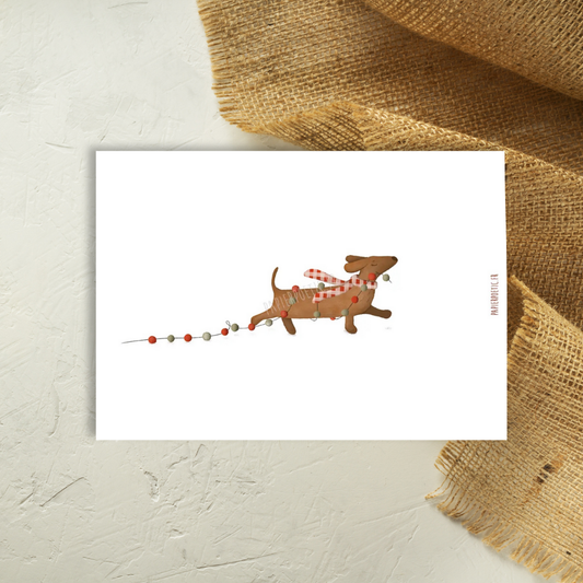 Carte postale teckel de noël