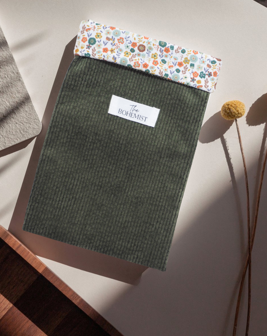 Pochette à livre poche • Velours kaki