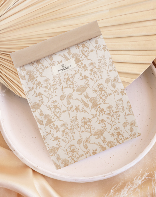 Pochette à livre broché • Fleurs beige