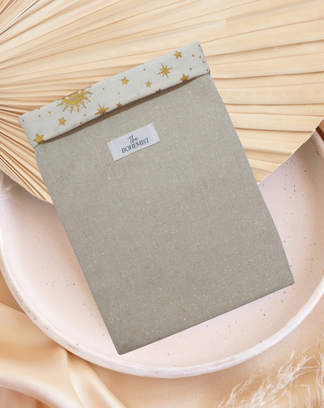 Pochette à livre broché • Beige pailleté