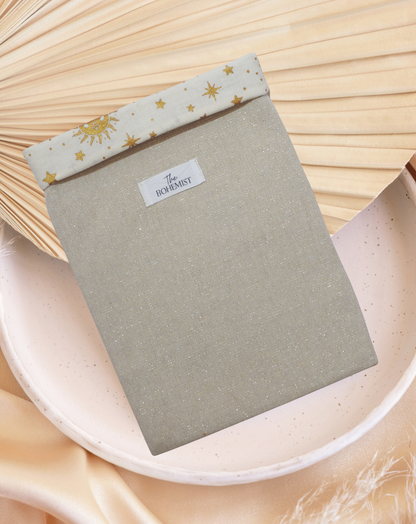 Pochette à livre broché • Beige pailleté