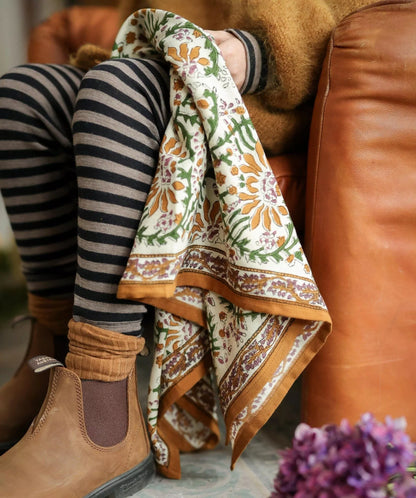 Foulard camel/vert