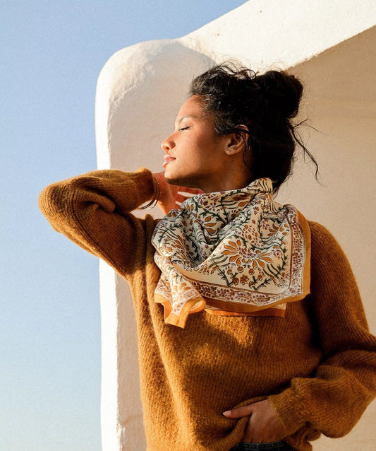 Foulard camel/vert