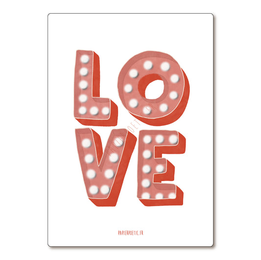Carte postale Love rouge
