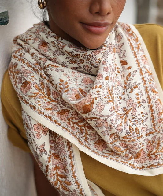 Foulard écru/rose