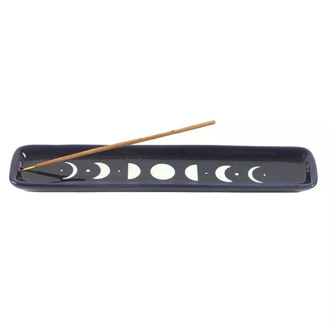 Porte encens phases lune bleu