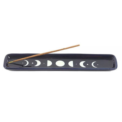 Porte encens phases lune bleu