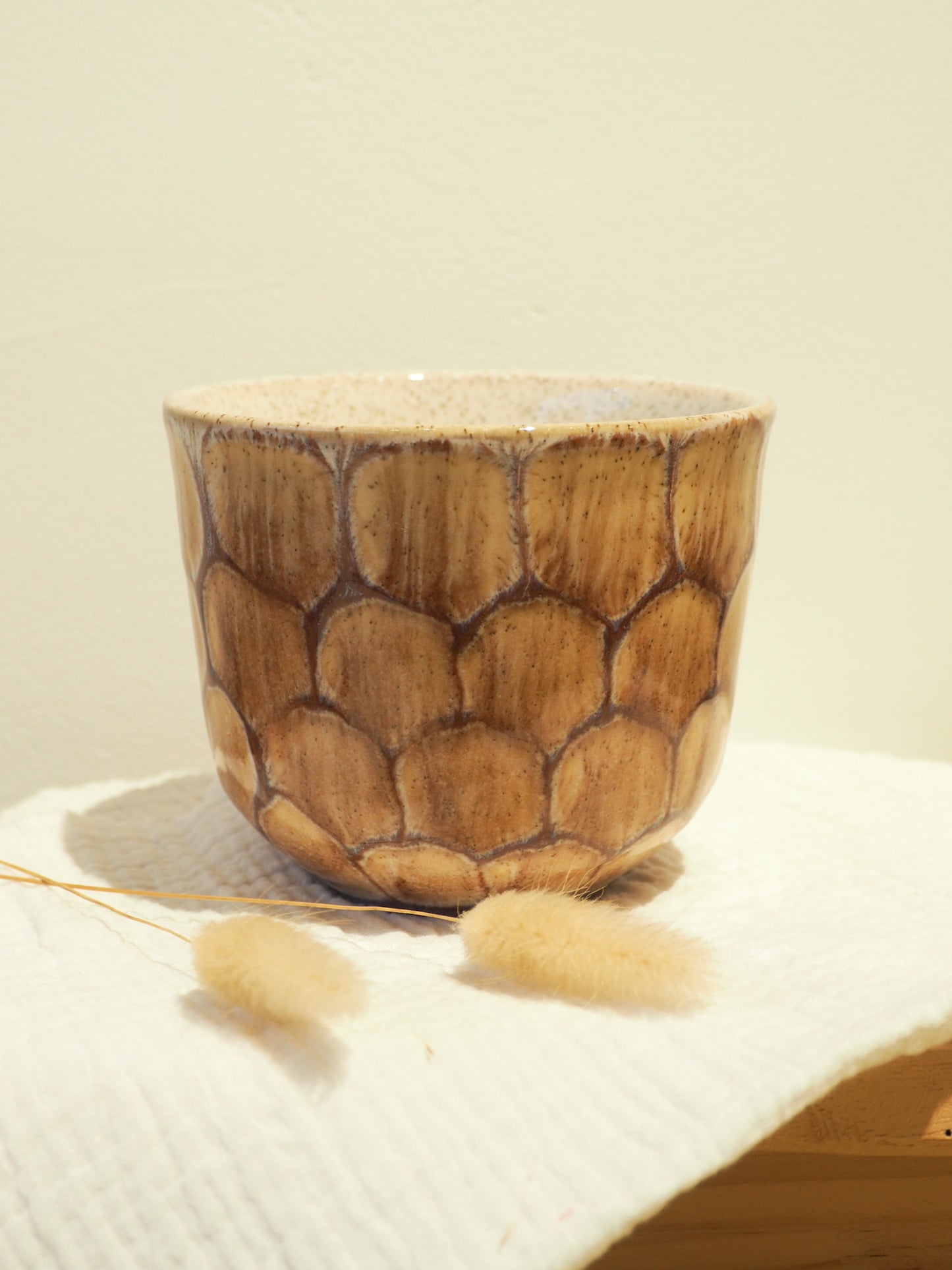 Bougie pot écaille marron