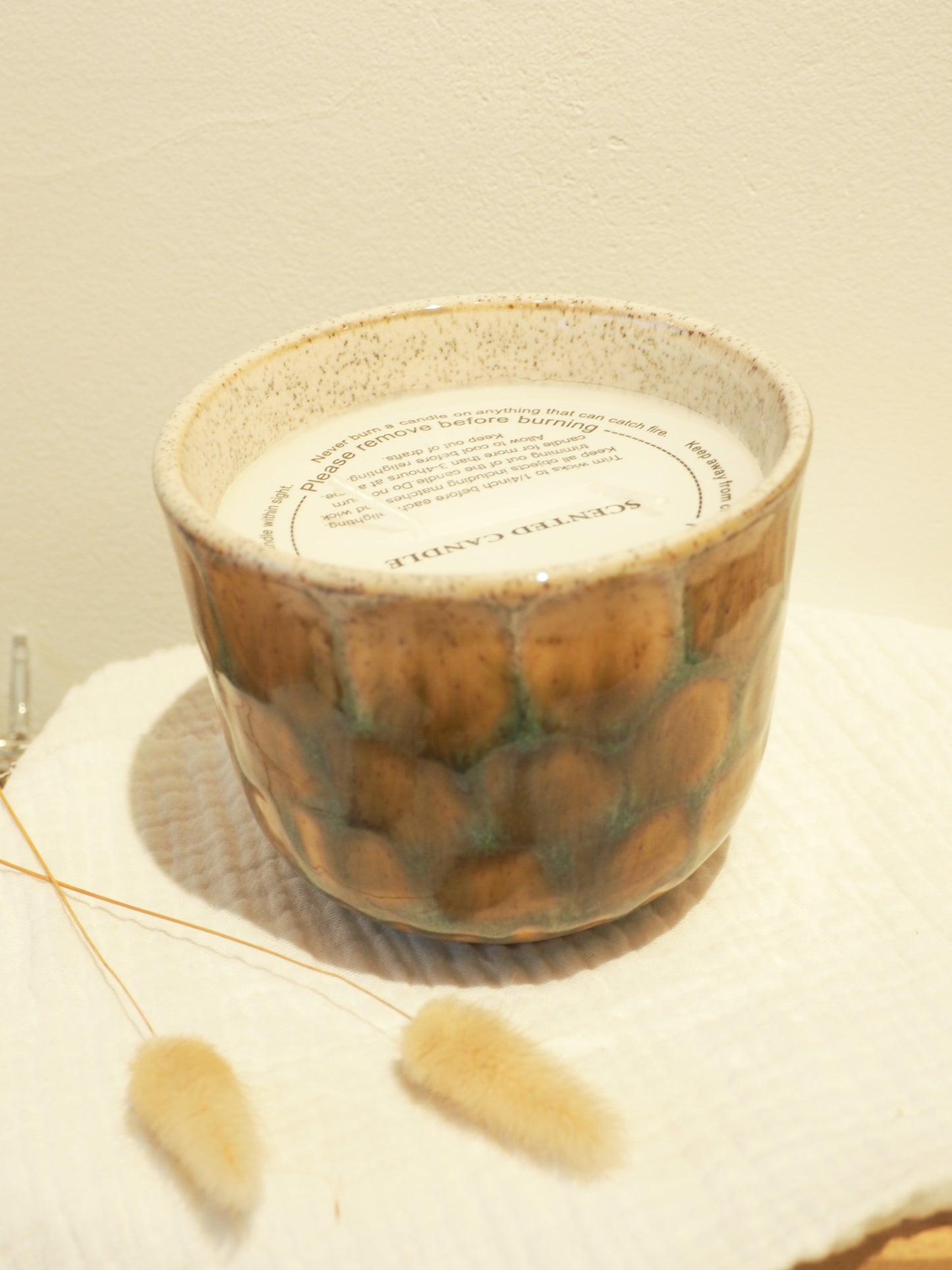 Bougie pot écaille vert