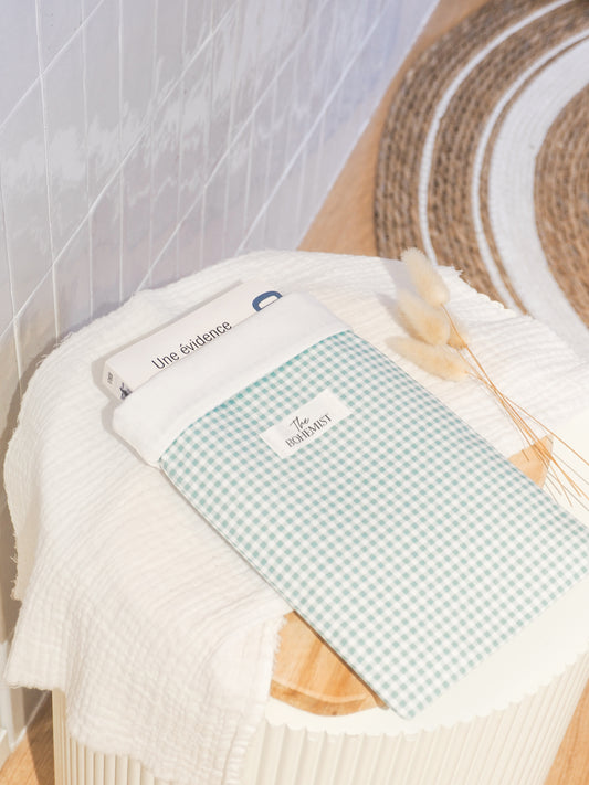 Pochette à livre poche • Vichy vert