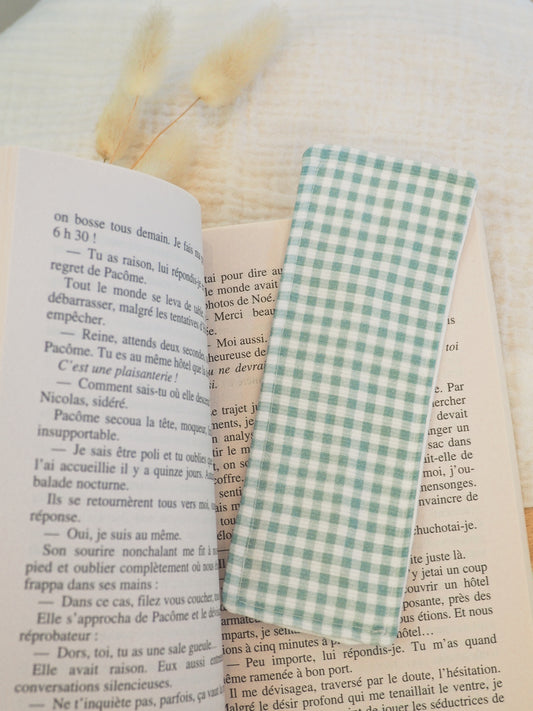 Marque page tissus • Vichy vert