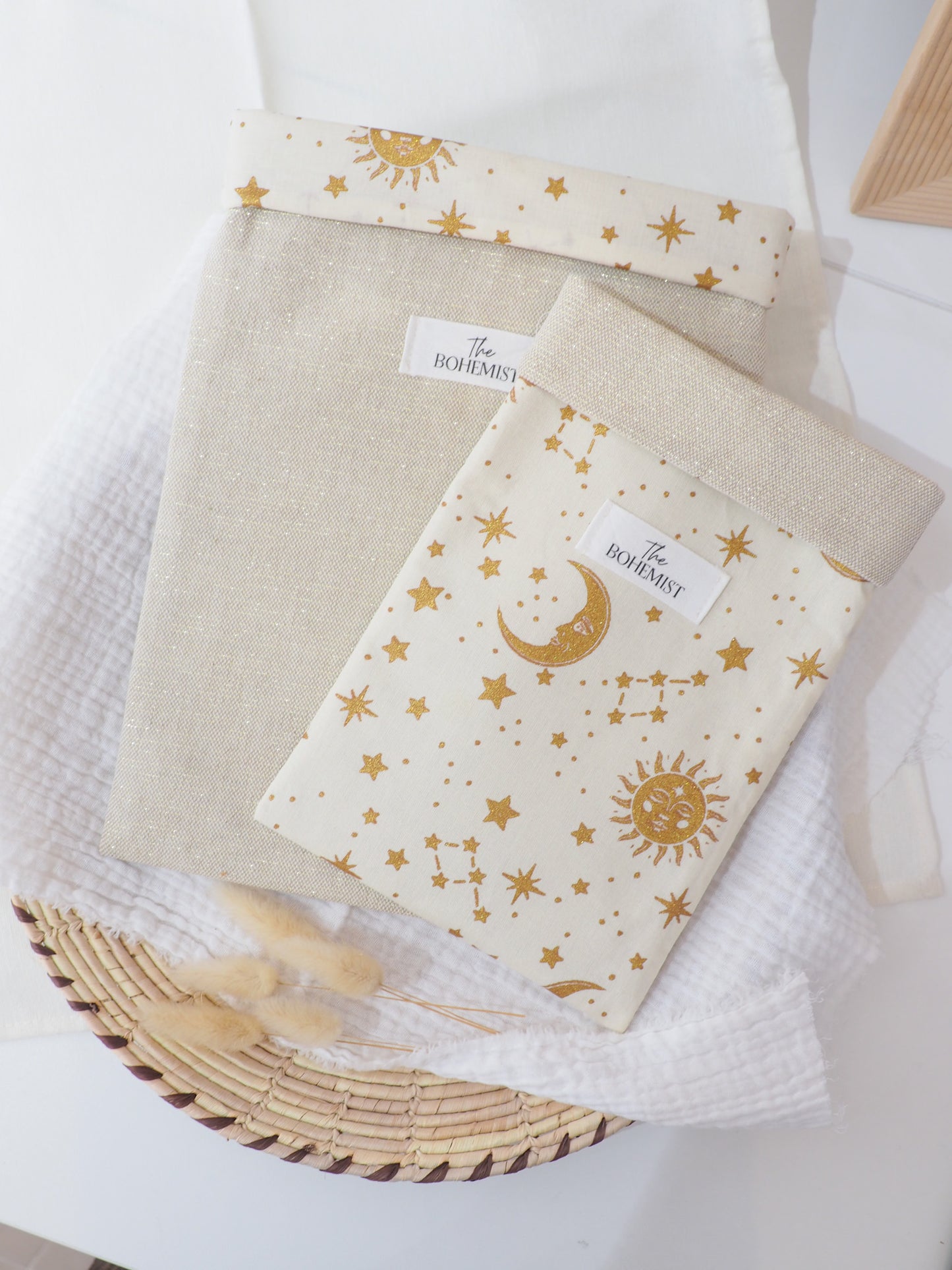 Pochette à livre broché • Beige pailleté