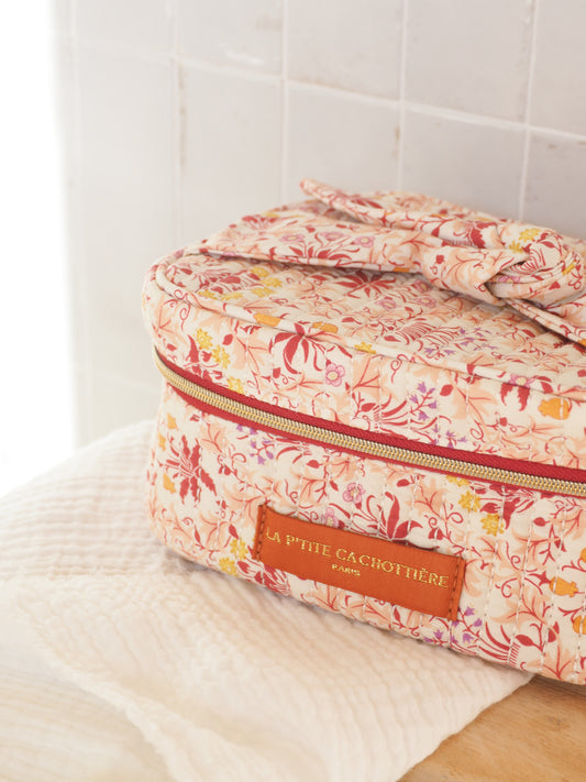 Vanity fleurs bordeaux/abricot