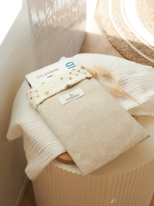 Pochette à livre poche • Beige pailletée