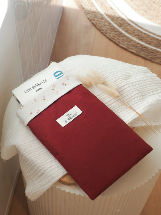 Pochette à livre poche • Bordeaux fleurie