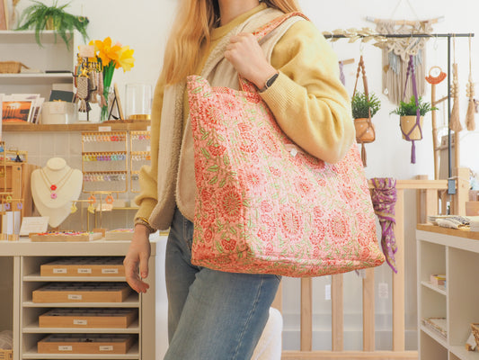 Sac cabas indien rose