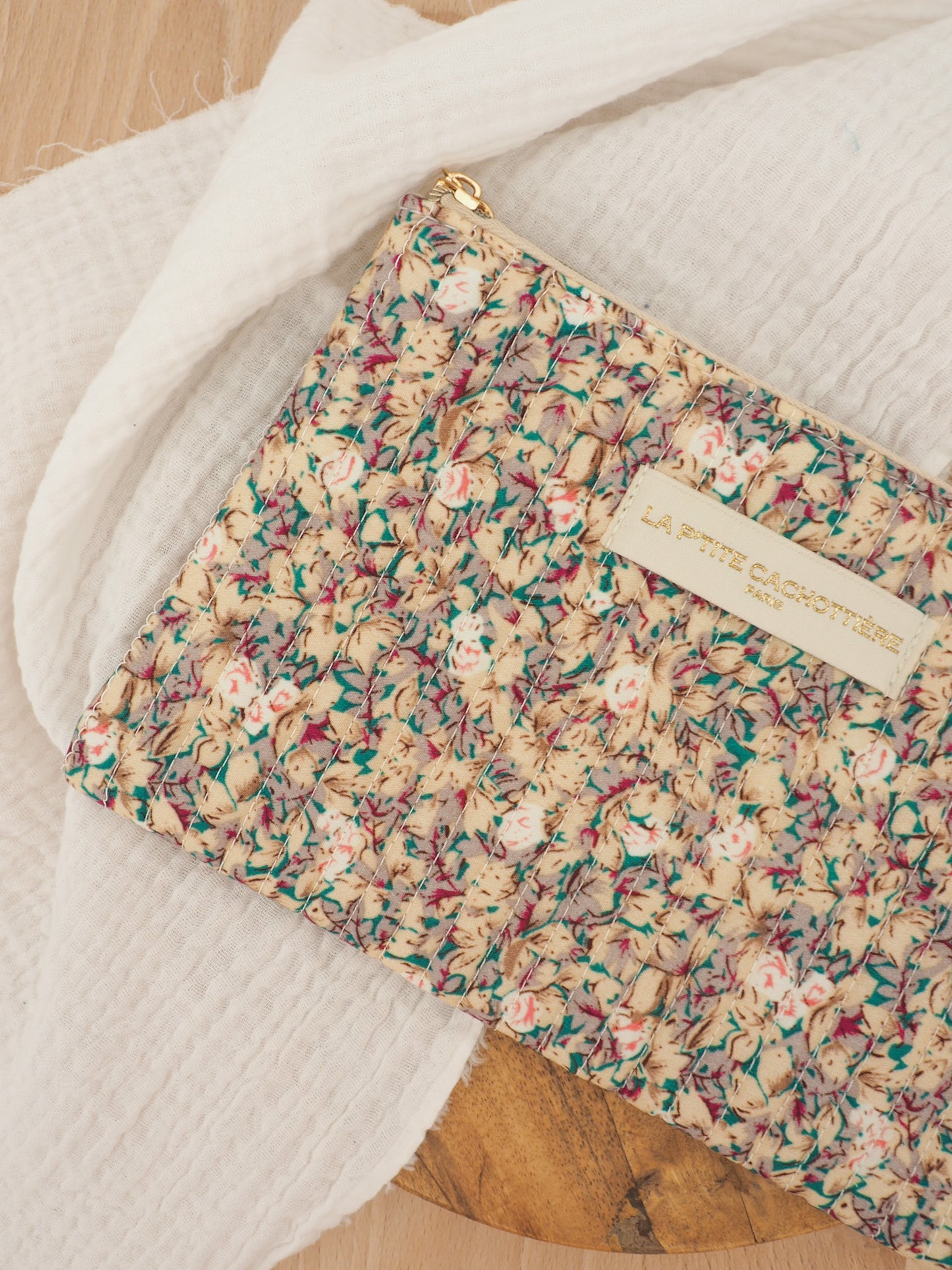 Pochette plate beige et grise