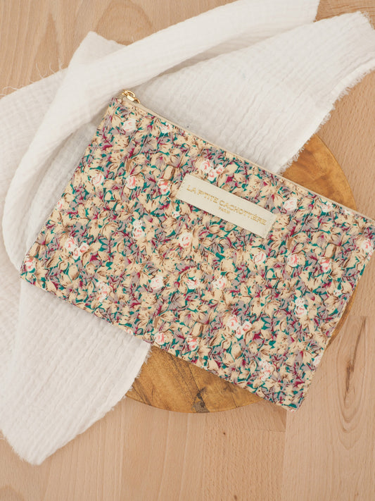 Pochette plate beige et grise
