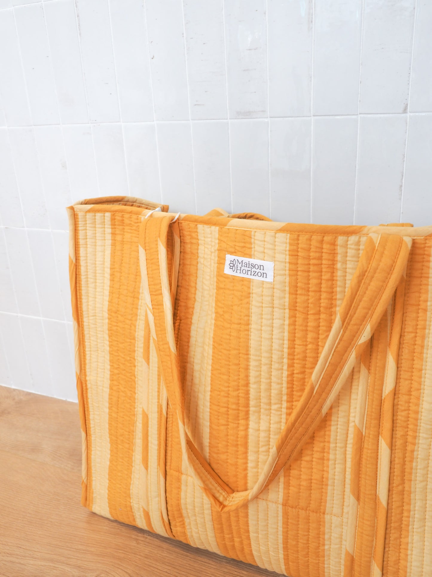 Sac cabas rayé jaune