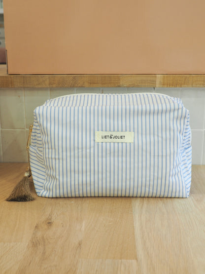 Trousse de toilette M - Rayures bleues