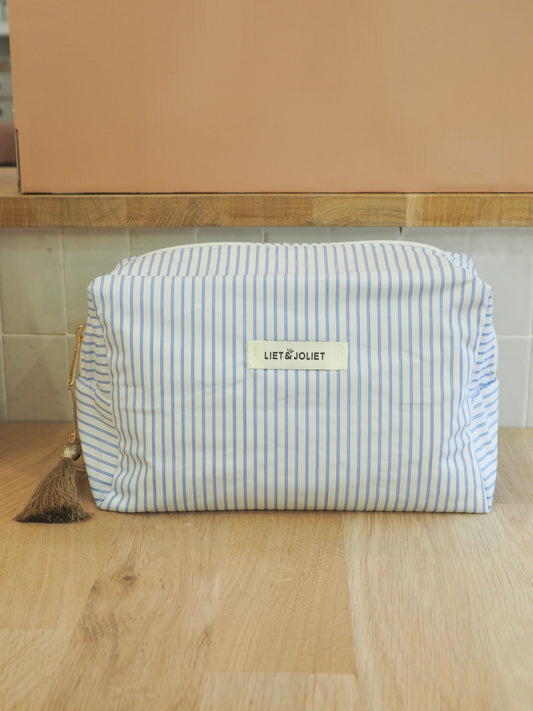Trousse de toilette M - Rayures bleues