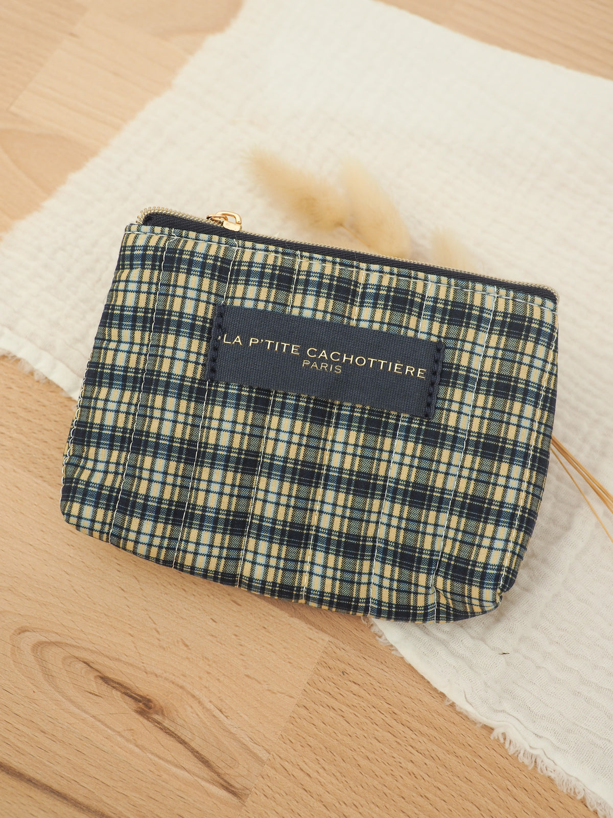 Porte monnaie tartan bleu
