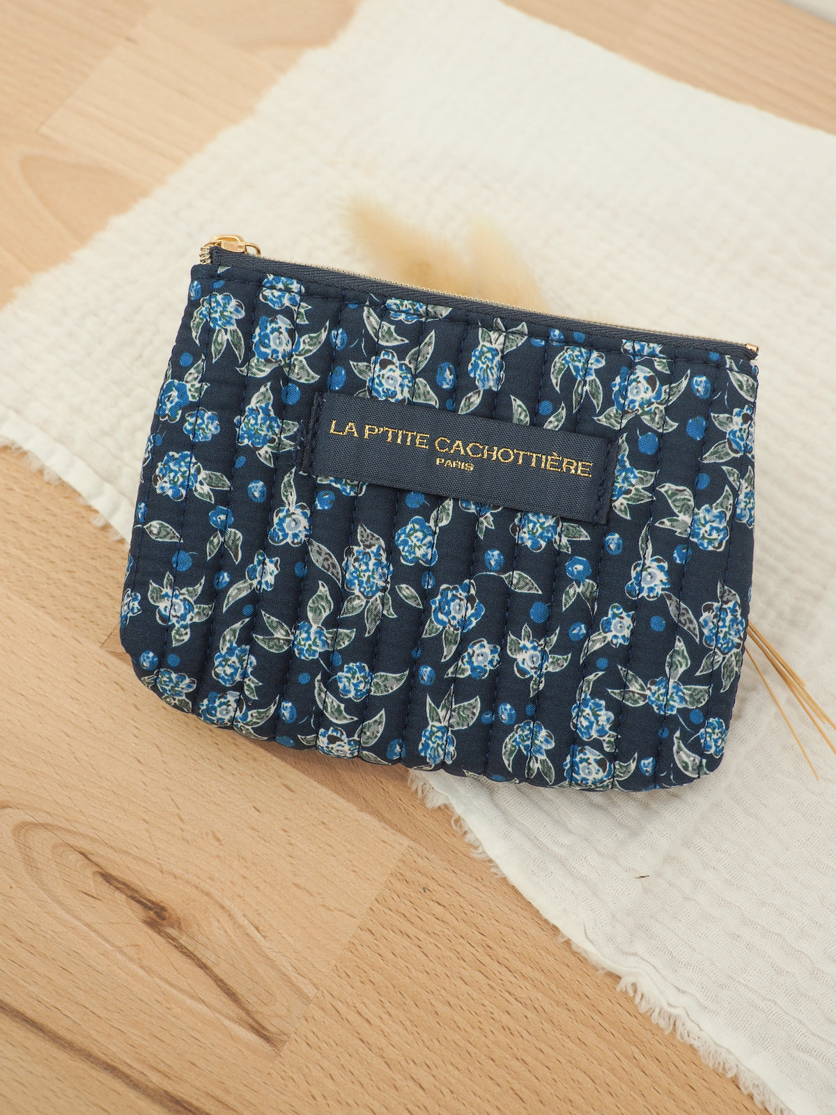 Porte monnaie fleurs bleues