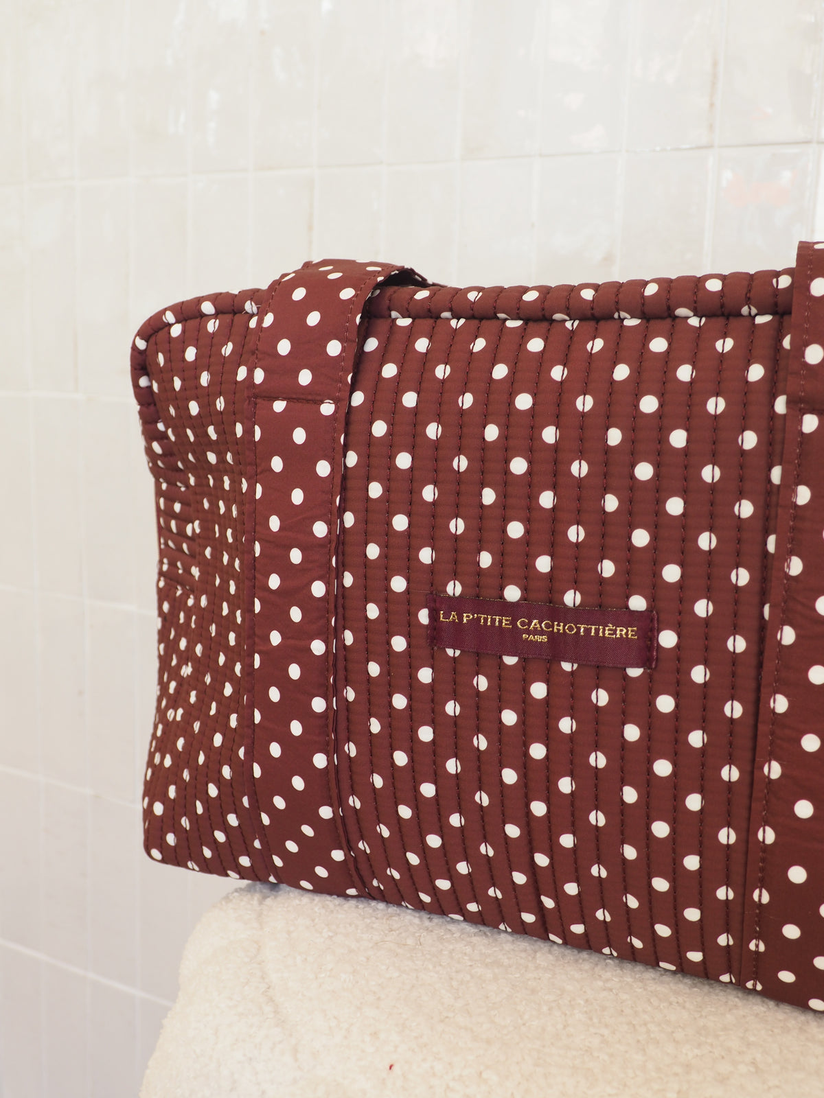 Sac weekend bordeaux à pois