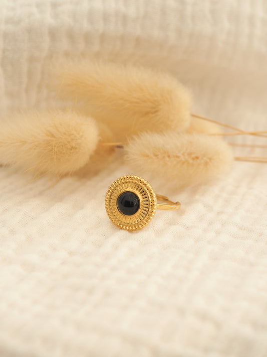 Bague médaillon noir