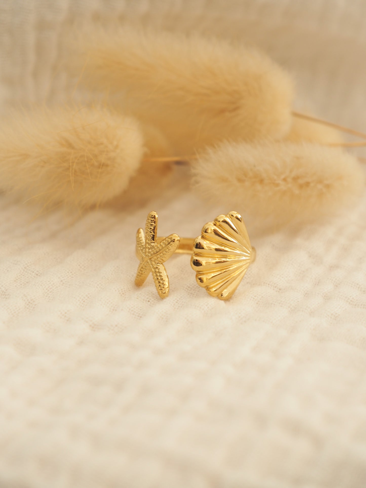 Bague coquillage et étoile de mer