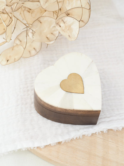 Boite coeur blanc et doré