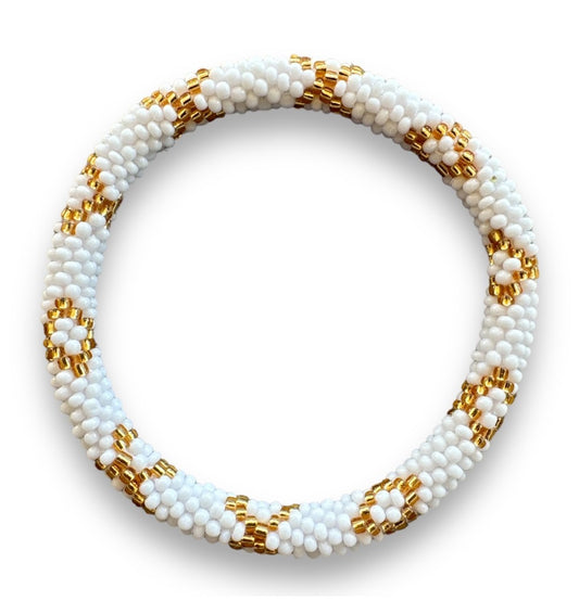 Bracelet népalais blanc/doré